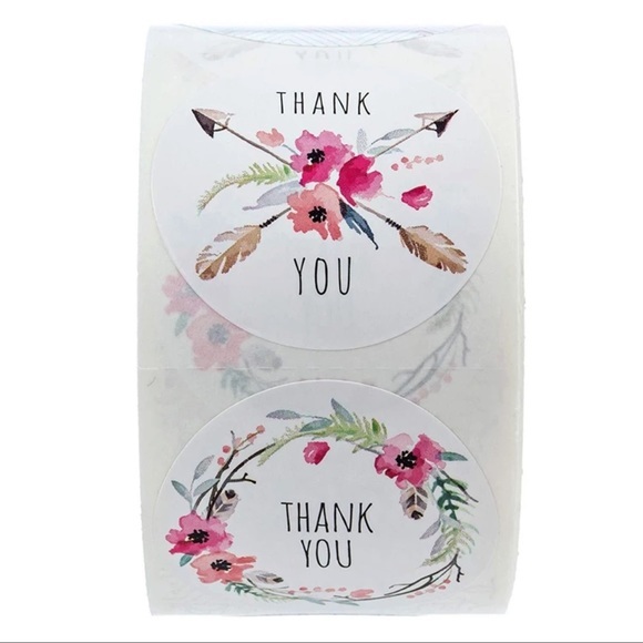 123P Roll of 500 Thank You stickers 1x1 - Picture 2 of 6